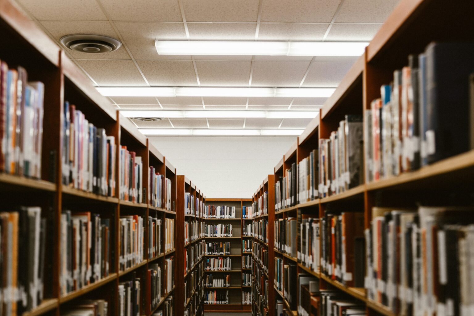 Book shelves in school library